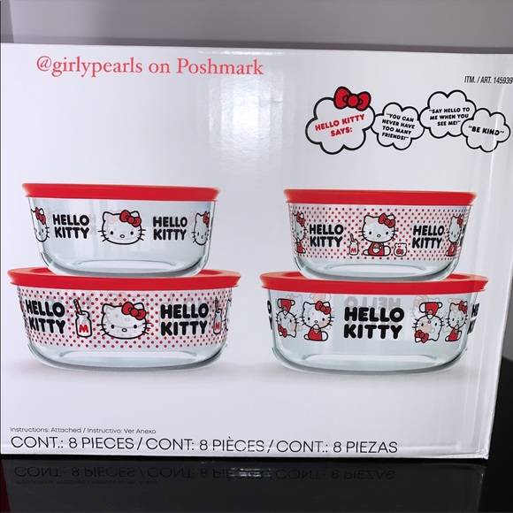 Pyrex Hello Kitty Containers 8 Piece Set NEW - Picture 9 of 9